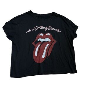 The Rolling Stones "Tongue and Lips" Logo Ladies Sz M Black Shirt